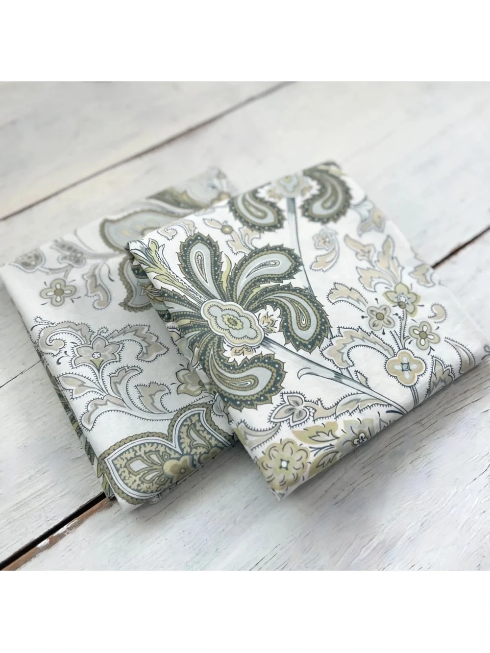 Pottery Barn Paisley Pillowcases in Sage, Blue, and Cream